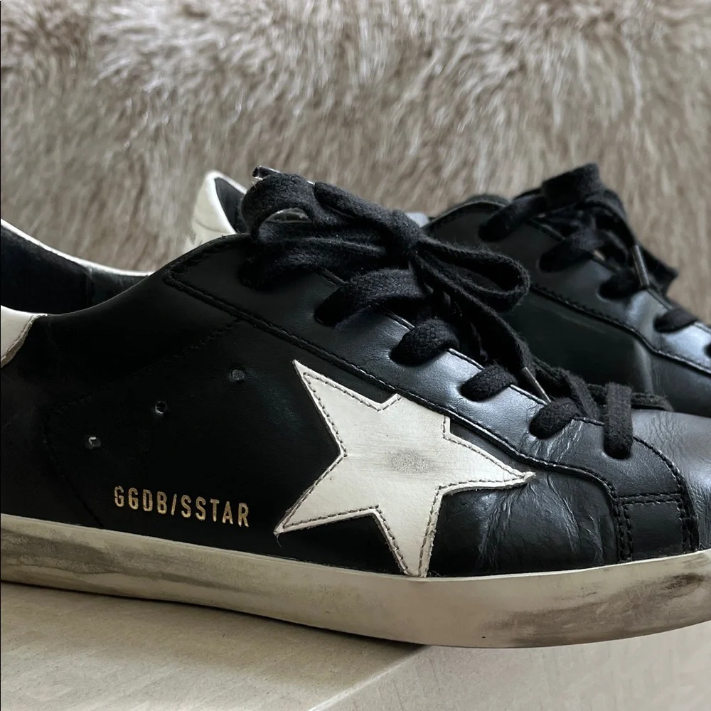 Golden Goose Black and White Leather Sneakers - Picture 3 of 6